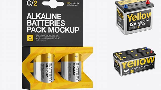 2104+ 2 Pack Battery C PSD Mockup Halfside View Layered Photoshop Template