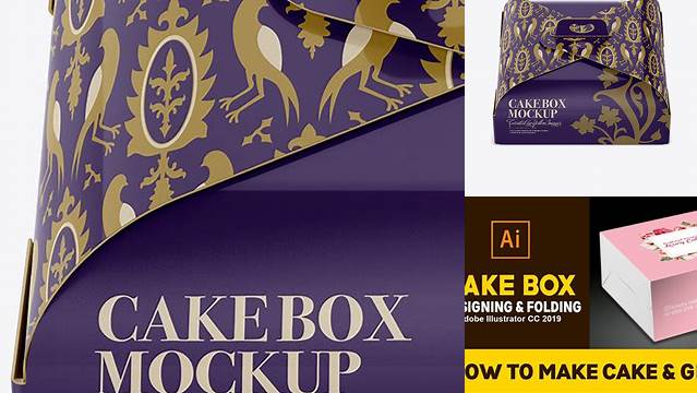 2105+ Cake Box Front View High Angle Editable Design PSD File