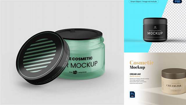 2105+ Matte Cosmetic Jar with Box PSD Mockup Creative Digital PSD Download