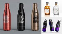 2105+ Metallic Bottle PSD Mockup High-Angle Shot Versatile and Modern PSD Mockup