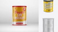 2105+ Metallic Powder Can PSD Mockup High-Angle Shot PSD Free Download