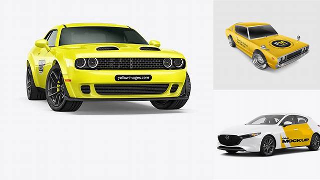 2109+ Muscle Car PSD Mockup Half Side View Fully Layered PSD Freebie