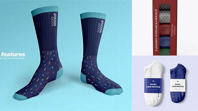 2114+ Matte Paper Box With Socks PSD Mockup Unique High-Resolution Design Freebie