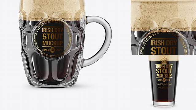 2120+ Britannia Glass With Irish Dry Stout Beer PSD Mockup Exclusive PSD Design Freebie