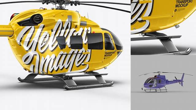 2122+ Helicopter PSD Mockup Back Half Side View PSD for Creative Projects