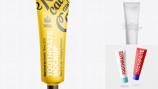 2123+ Toothpaste Tube with Ribbed Snap Top Cap PSD Mockup Custom Mockup Graphic Design