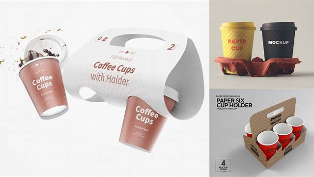 2124+ Paper Coffee Cup Carrier PSD Mockup Editable Photoshop File