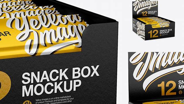 2128+ 12 Glossy Snack Bars Display Box PSD Mockup High-End PSD Download