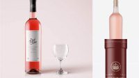 2128+ Frosted Glass Botttle with Pink Wine PSD Mockup Front View Free PSD for Designers