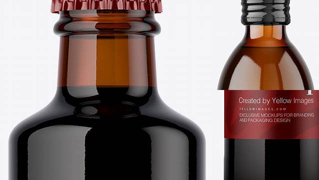 213+ 250ml Amber Glass Bottle with Beer PSD Mockup Creative Layered Mockup Freebie