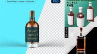 213+ Glass Bottle with Cognac PSD Mockup Front View Download Free Editable PSD Template