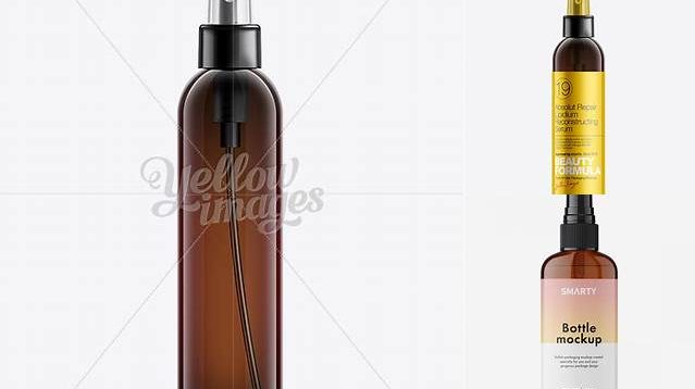 2130+ Plastic Amber Bottle with Fine Mist Sprayer PSD Mockup High-Resolution PSD Download