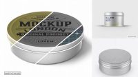 2135+ Metal Round Tin Box PSD Mockup Front View High-Angle Shot Exclusive PSD Design Freebie