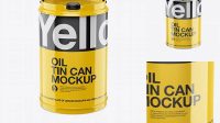 2136+ Glossy Oil Tin Can PSD Mockup High-Angle Shot Free Mockup Templates