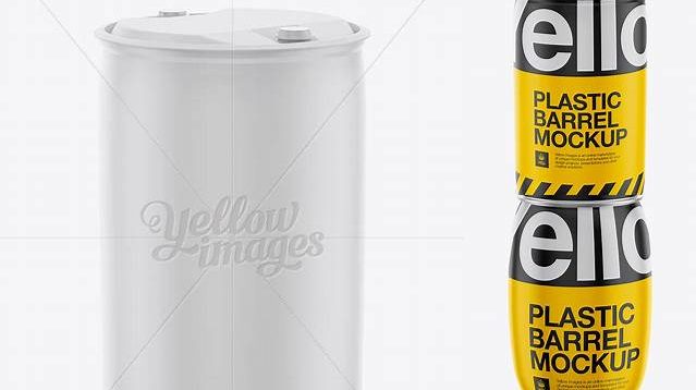 2137+ 250L Plastic Barrel PSD Mockup Halfside View Elegant Design Mockup PSD