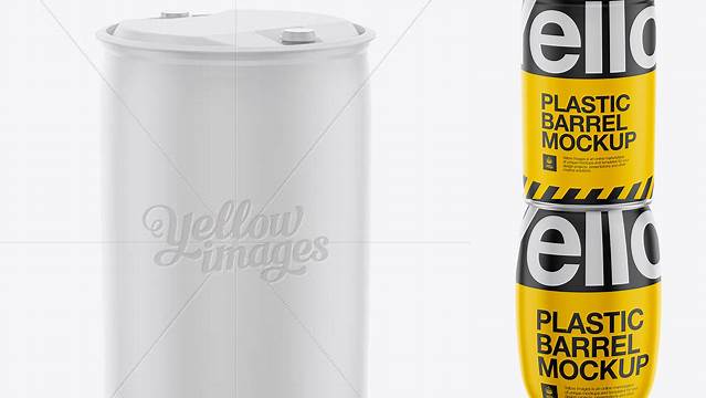 2137+ 250L Plastic Barrel PSD Mockup Halfside View Elegant Design Mockup PSD