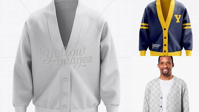 2137+ Men's Cardigan PSD Mockup Front View High-Quality Digital Mockup Resource