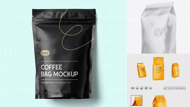 2141+ 1kg Matte Coffee Bag PSD Mockup Free Downloadable Graphic Resource