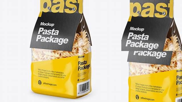 2142+ Fusilli Pasta with Label PSD Mockup Half Side View Fully Editable Photoshop PSD Free Download