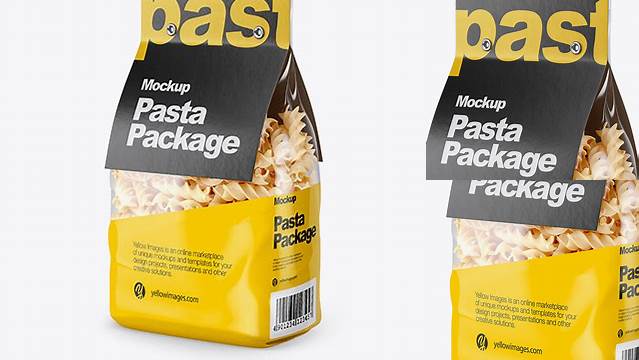 2142+ Fusilli Pasta with Label PSD Mockup Half Side View Fully Editable Photoshop PSD Free Download