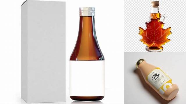 2143+ Glass Bottle with Maple Syrup PSD Mockup Modern Photoshop Resource