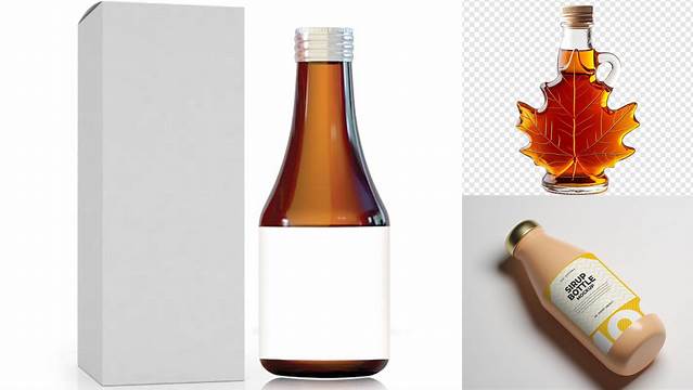 2143+ Glass Bottle with Maple Syrup PSD Mockup Modern Photoshop Resource