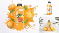 2145+ Clear Glass Bottle with Orange Juice PSD Mockup Modern Photoshop Resource