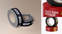 2145+ Two Matte Duct Tape Rolls PSD Mockup Front View Elegant High-Resolution Design File