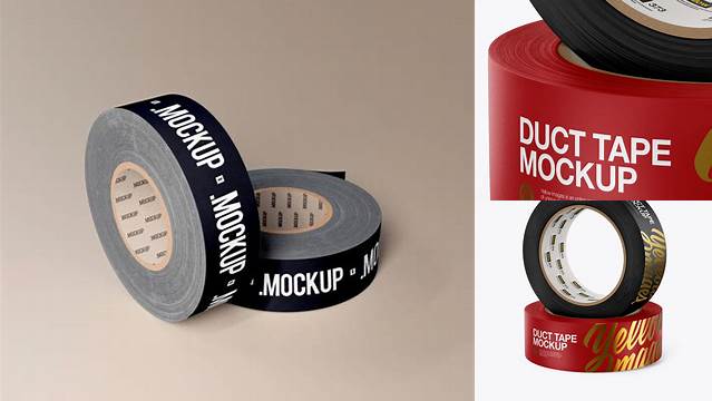 2145+ Two Matte Duct Tape Rolls PSD Mockup Front View Elegant High-Resolution Design File