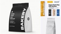 2149+ Matte Paper Snack Bag PSD Mockup Half Side View Editable Graphic Free PSD