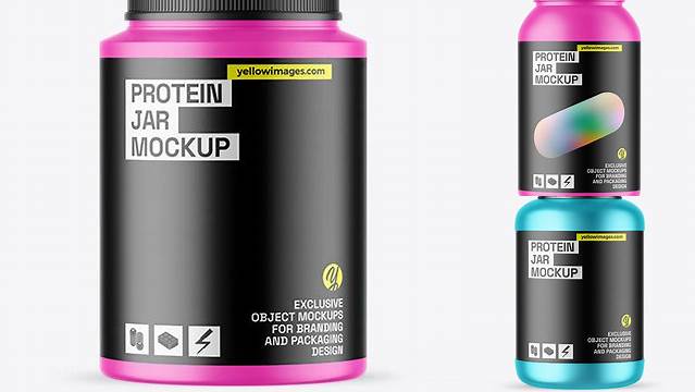 215+ 32oz Matte Protein Jar PSD Mockup Exclusive Digital PSD Resource