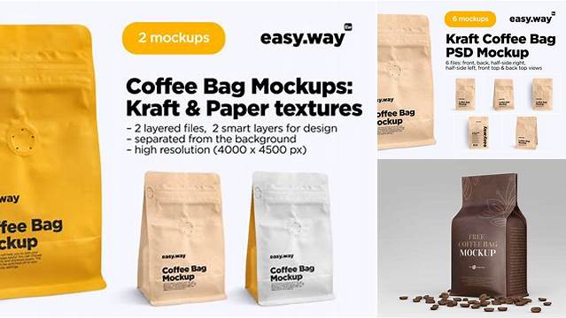 2151+ Kraft Coffee Bag PSD Mockup / Front View Creative PSD Resources