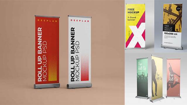 2153+ Roll-up Banner PSD Mockup Front View High-End Creative PSD Template