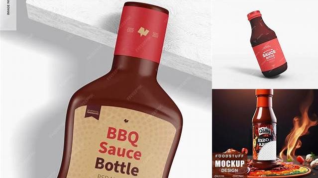 2154+ 285g BBQ Sauce Bottle PSD Mockup Advanced Editable PSD