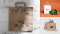 2154+ Metallic Paper Shopping Bag PSD Mockup Half Side View Unique and Creative Free PSD File