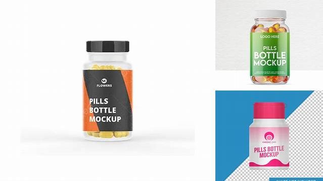 2155+ Opened Clear Bottle with Pills PSD Mockup Professional Design PSD