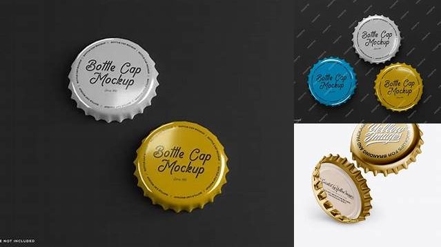 2157+ Two Metallic Bottle Caps PSD Mockup Half Side View High-Angle Shot Download Free Premium Design PSD