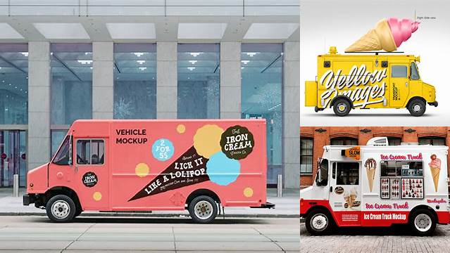 2159+ Ice Cream Van Mockup Include TIFF