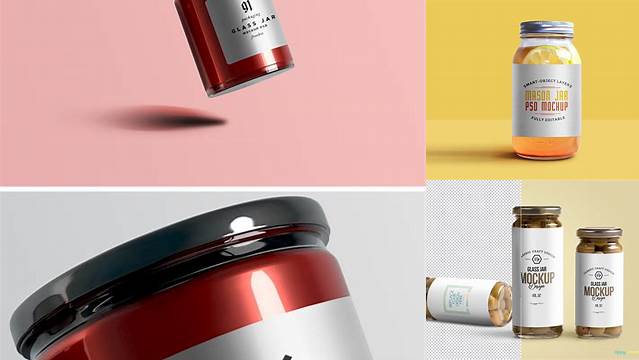 216+ Glass Jar with Coloured Filling PSD Mockup Smart Object PSD Template