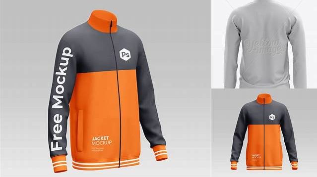 2162+ Men's Training Jacket PSD Mockup / Back View Smart Object Free Photoshop File