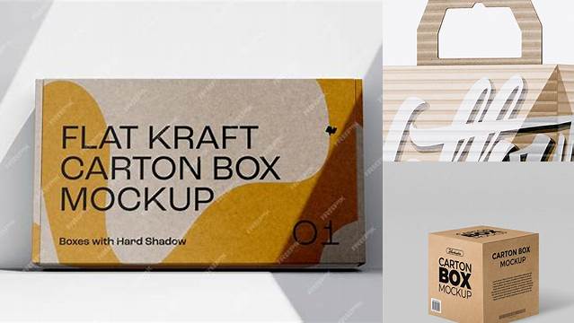 2162+ Textured Kraft Square Carton Box PSD Mockup Half Side View Photoshop Freebie