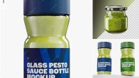 2163+ Glass Jar with Pesto Sauce PSD Mockup Front View Free PSD for Designers