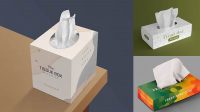 2165+ Tissue Box PSD Mockup Top 3/4 View High-Angle Shot Free Graphic Design Resource