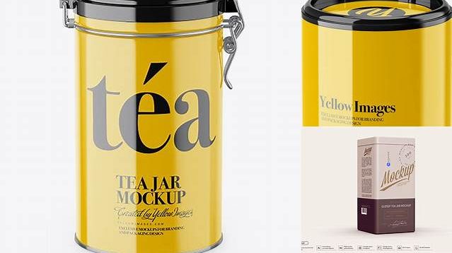 2166+ Glossy Tea Jar PSD Mockup High-Angle Shot Unique and Editable PSD