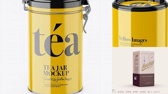 2166+ Glossy Tea Jar PSD Mockup High-Angle Shot Unique and Editable PSD