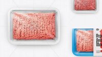 2170+ Plastic Tray With Pork Mince PSD Mockup Top View Editable and Customizable PSD