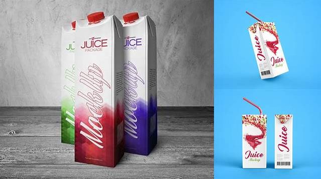 2173+ 1L Carton Package for Juice Mock-Up Download Exclusive PSD Mockups