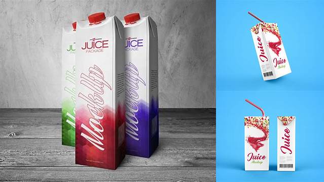 2173+ 1L Carton Package for Juice Mock-Up Download Exclusive PSD Mockups