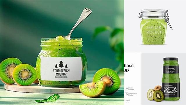 2175+ Kiwi Jam Jar PSD Mockup Free Creative Design