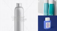 2177+ White Plastic Cosmetic Bottle with Cap 200 ml Editable Mockup PSD